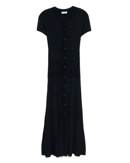 Sandro Black Gestricktes Midikleid