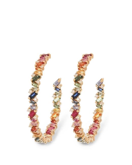 Suzanne Kalan White Sapphire And Diamond Hoop Earrings