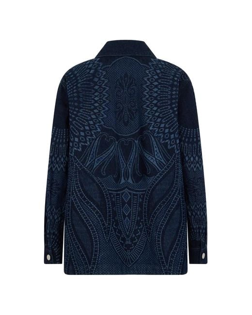 Alberta Ferretti Blue Jacquard-Pattern Denim Jacket