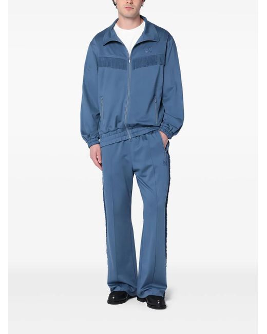 Needles Blue Fringe-Detail Pants for men
