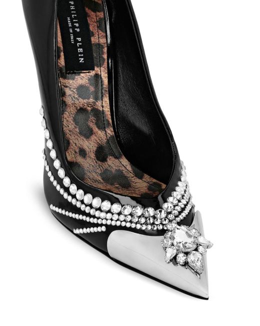 Zapatos de tacón de 105mm con detalles de cristales Philipp Plein de color Black