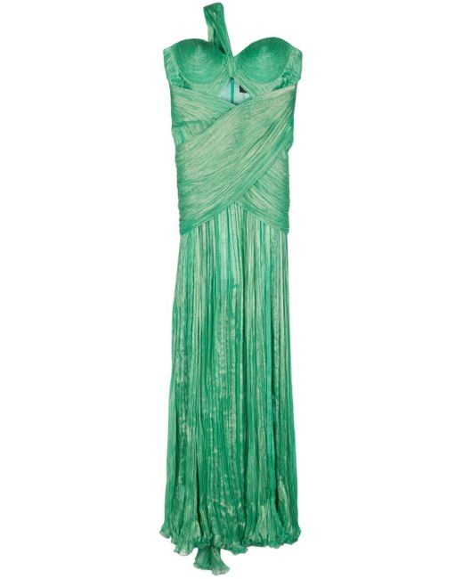 IRIS SERBAN Green Eva Silk Maxi Dress