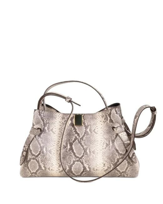Yuzefi Pink Gyoza Snake-Print Tote Bag