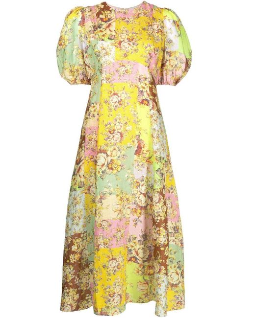 ALÉMAIS Matilde Linen Midi Dress in Yellow | Lyst UK