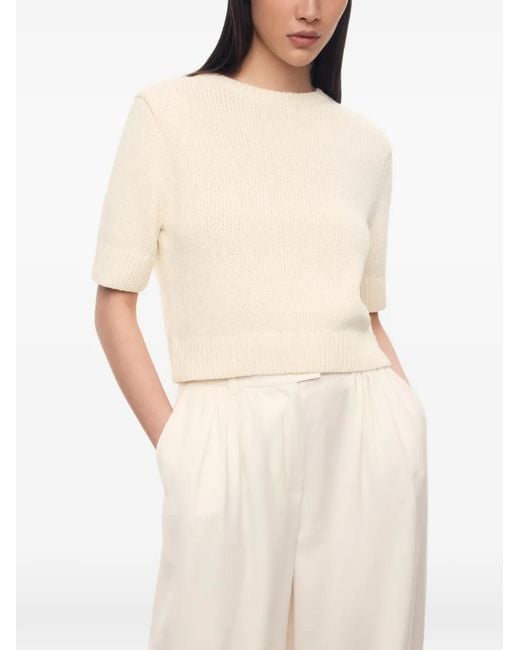 12 STOREEZ White Hearth Ribbed-Trim Short-Sleeve Top