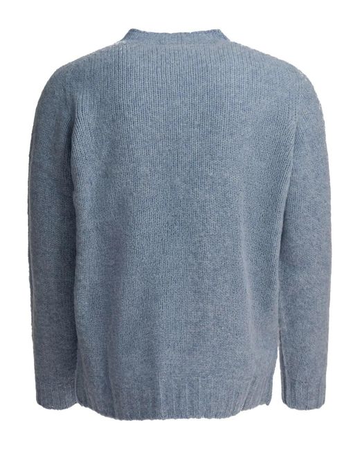 Beams Plus Blue Crew-Neck Sweater for men