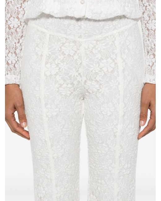 ROTATE BIRGER CHRISTENSEN White Floral-lace Flared Trousers