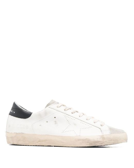 Golden Goose Deluxe Brand White Super-star Distressed Lace-up Sneakers for men