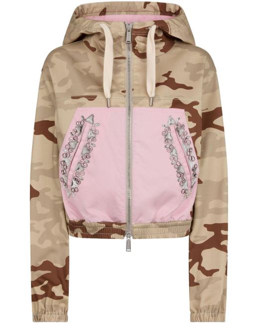 Chaqueta con capucha y estampado militar DSquared² de color Pink