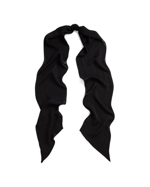 Ralph Lauren Black Embroidered-Logo Narrow Scarf