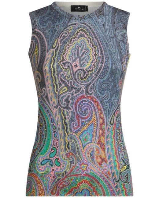 Etro Blue Paisley-Print Top
