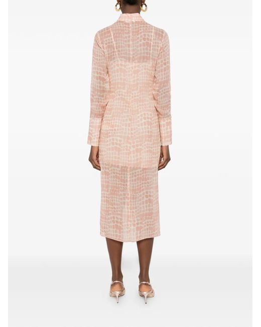 Patrizia Pepe White Croco-Print Midi Shirt Dress