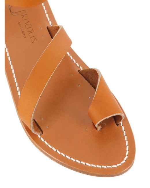 K. Jacques Brown Ankle-Strap Flat Sandals