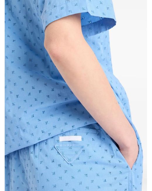 Shorts Con Ricamo di Prada in Blue