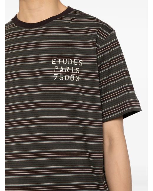 Etudes Studio Black Striped Cotton T-Shirt for men