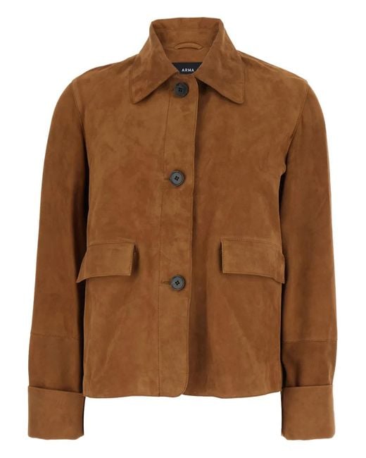 Arma Brown Wildlederjacke Mit Tasche