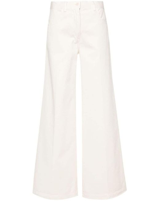 Aspesi White Pressed-crease Wide Trousers