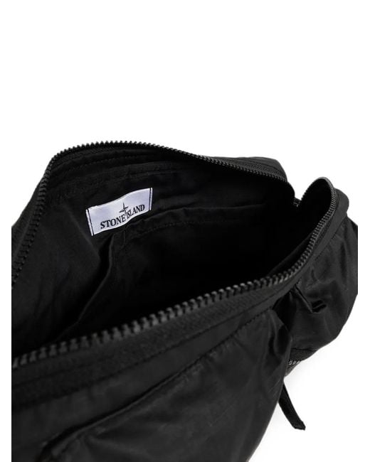 Stone Island Black 9200024 Double-Coated Cotton Ripstop Crossbody Bag for men