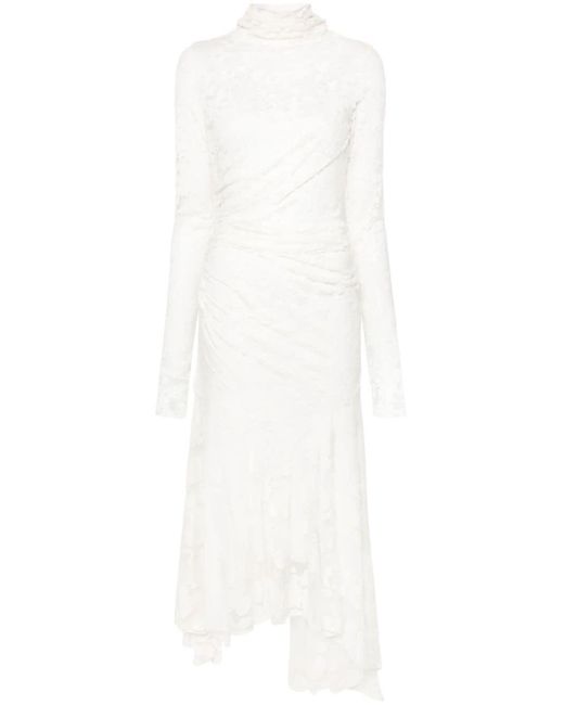 Philosophy Di Lorenzo Serafini White Floral-appliqué Asymmetric Maxi Dress