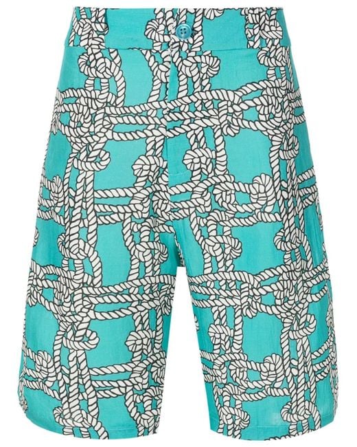 Amir Slama Blue Rope-Print Shorts for men