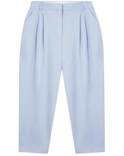 Stella McCartney Blue Pleated Cropped-Leg Trousers