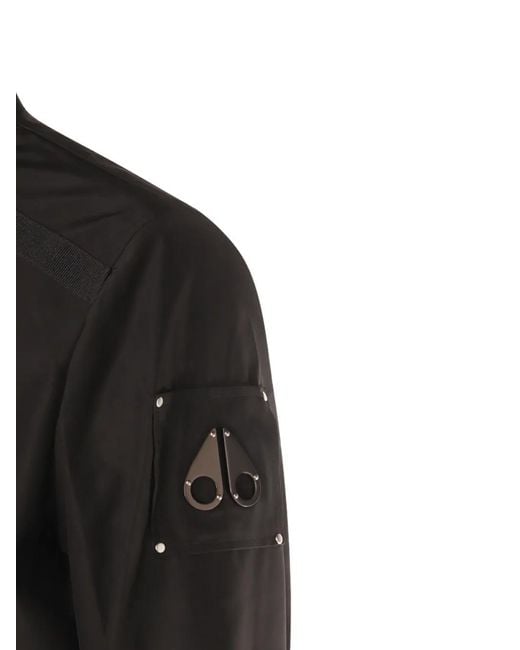 Moose Knuckles Black Logo-Plaque Bomber Jacket for men