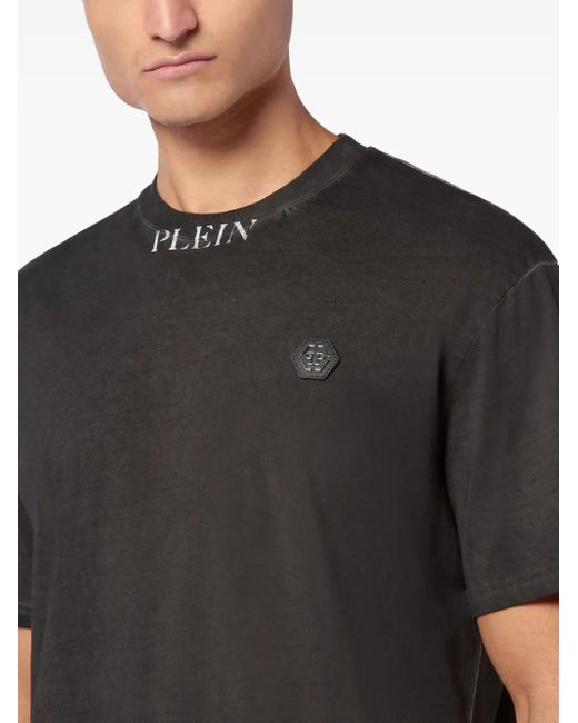 Philipp Plein Basic Old Dye T-Shirt in Black für Herren