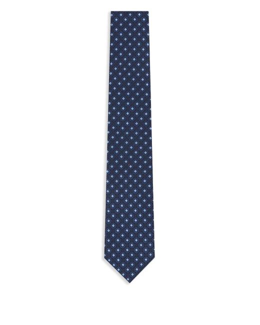 メンズ Zegna Geometric-print Silk Tie Blue