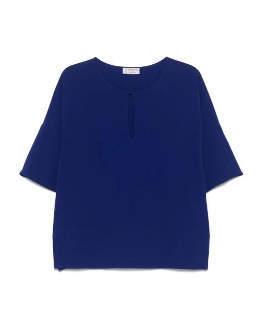 Alberto Biani キーホールネック ブラウス Blue