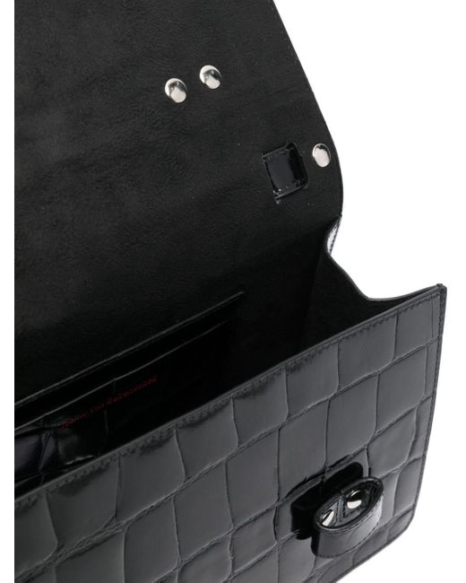 Walter Van Beirendonck Black Crocodile-effect Leather Tote Bag