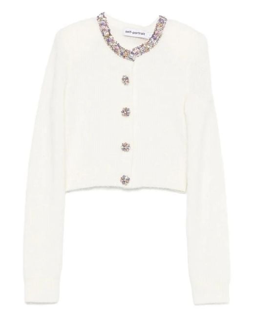 Self-Portrait Cardigan in het White