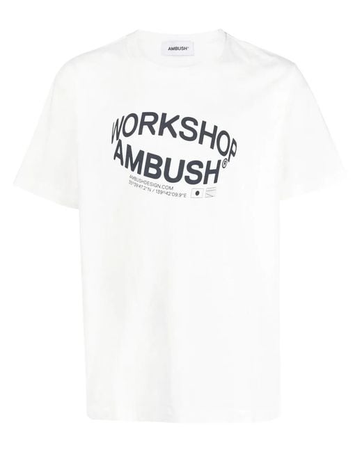 Ambush White Revolve Logo-Print T-Shirt