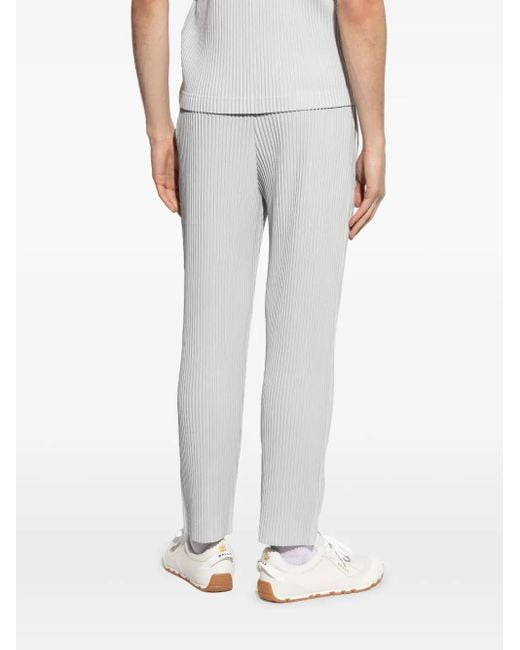 Homme Plissé Issey Miyake White Pleated Trousers for men