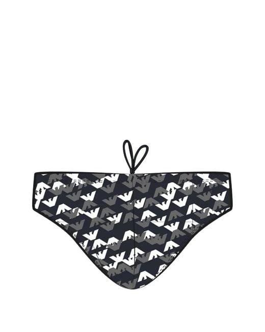 Emporio Armani Black Logo-Print Swimming Briefs for men