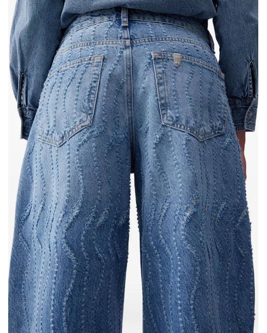 Liu Jo Blue Flared Jeans With Laser-Etched Details