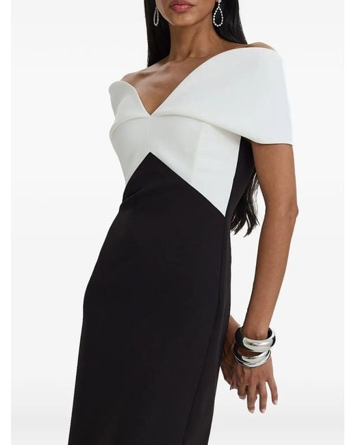 MOOS STUDIO Blue Dual Form Off-Shoulder Colour-Block Gown