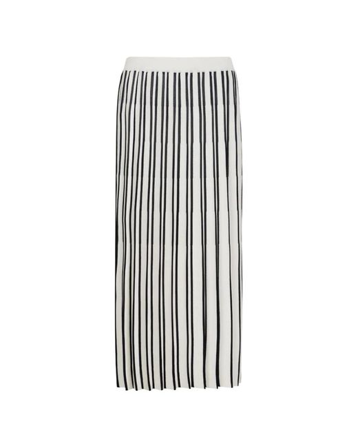 Gran Sasso White Striped Midi Skirt