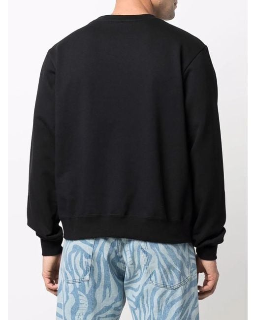 Gcds Black Logo-print Crew Neck Sweatshirt for men