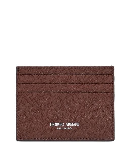 Tarjetero de piel Giorgio Armani de hombre de color Brown