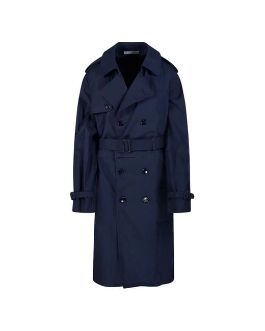 E.L.V. Denim Blue Hackney Belted Double-Breasted Trench Coat