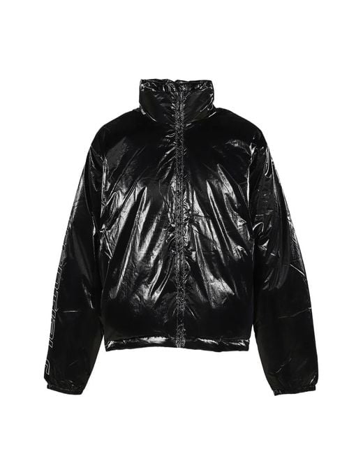 Essentials Black Logo-Print Puffer Jacket for men