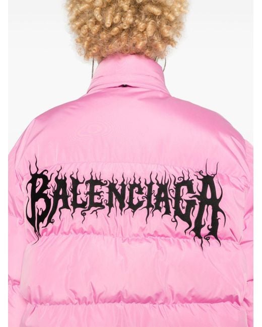 Balenciaga Pink Gefütterte Jacke mit Logo-Stickerei