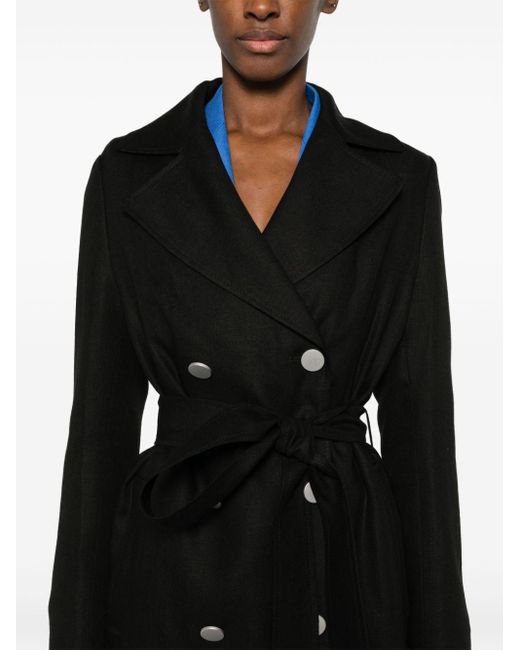 Tagliatore Luce Double-breasted Linen Coat in het Black