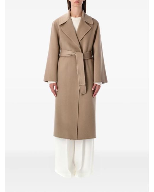 Alberta Ferretti Natural Belted Wrap Coat