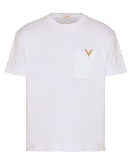 T-shirt en coton à plaque logo Valentino Garavani pour homme en coloris White