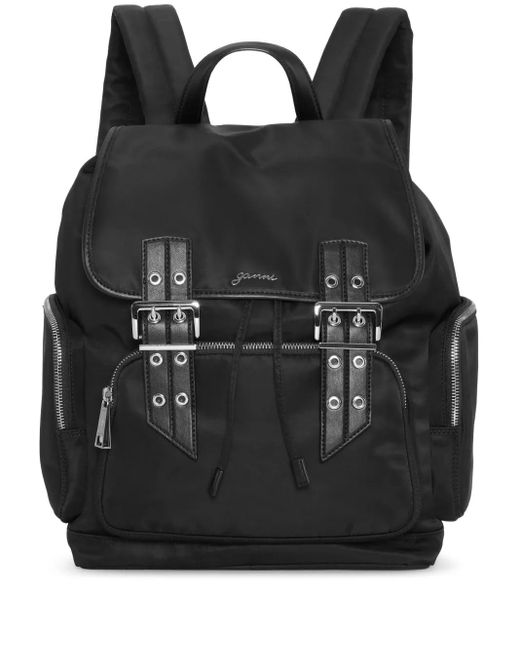 Ganni ロゴプレート バックパック Black