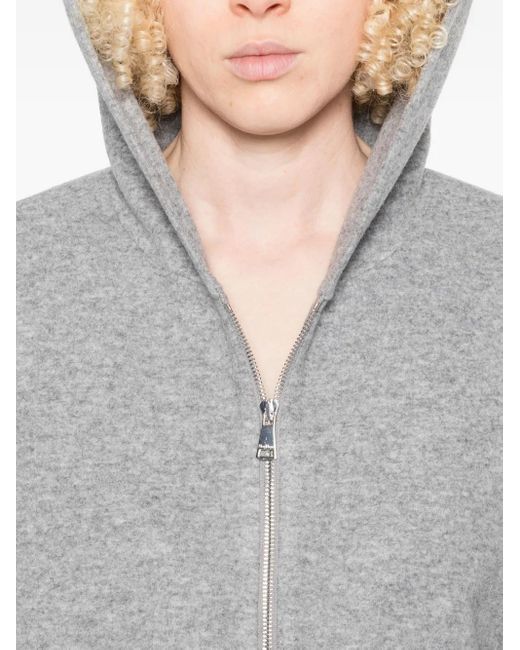 Max Mara Gray Zip-Up Wool-Blend Hoodie