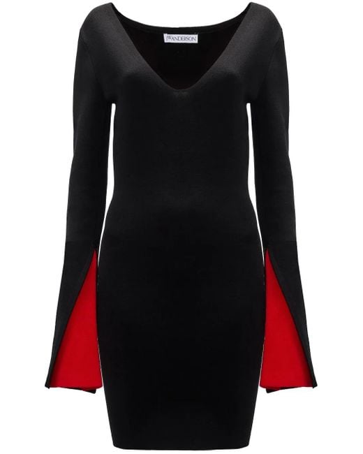 J.W. Anderson Black Contrast Cuff Fitted Dress
