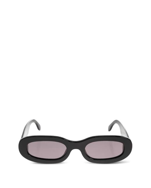Palm Angels Black Logo-Plaque Oval-Frame Sunglasses