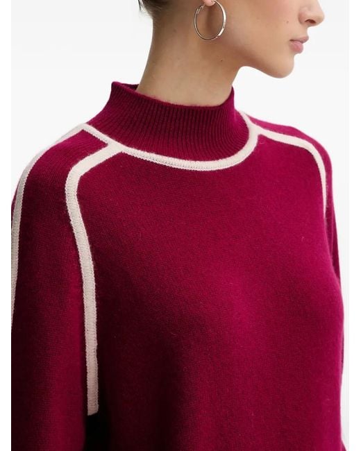 From Future Red Contrast-Trim Roll-Neck Sweater